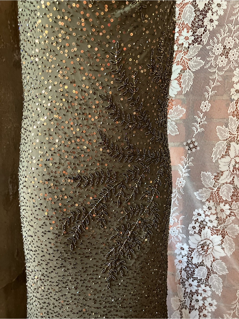 Sue Wong Olive Green Beaded Cowl Neck Camisole - Picture 15 of 16